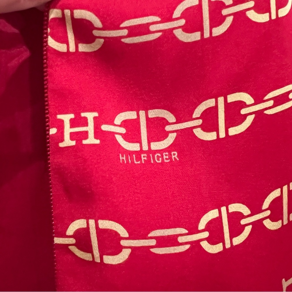 Tommy Hilfiger Vintage Y2K Skirt Silk Chain Print Red/Gold H Logo, Pleats, 12 - Picture 6 of 10